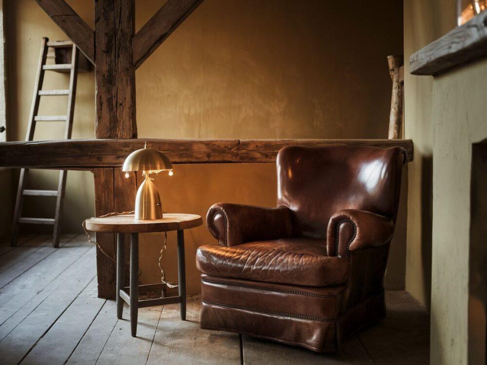 Ciepłe barwy ścian w harmonii z drewnianymi meblami