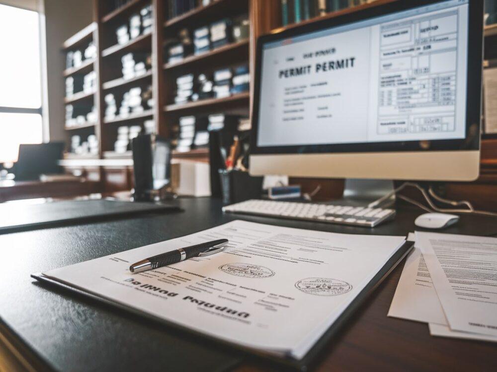 Dokumenty związane z pozwoleniem na budowę na stole