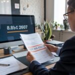 Laptop z wyszukiwaniem numeru pozwolenia na budowę