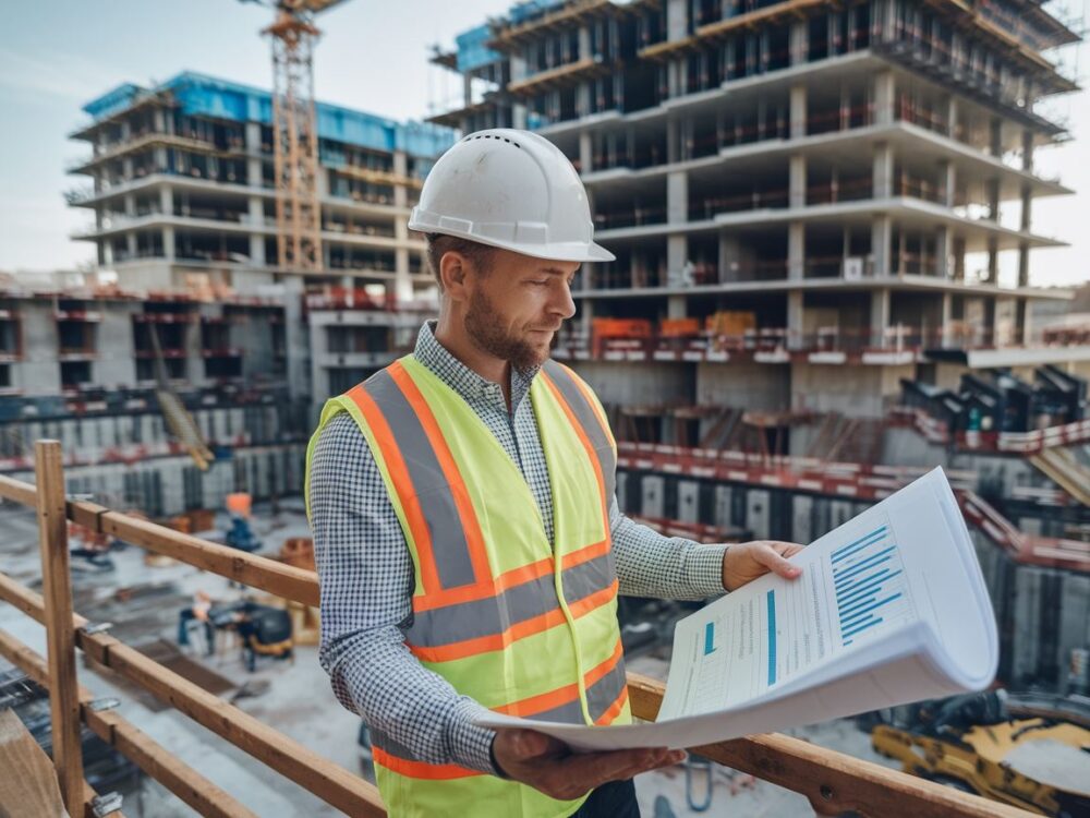 Osoba nadzorująca prace na placu budowy