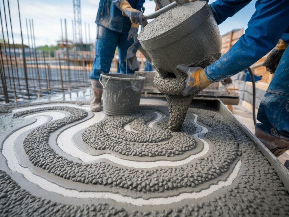 Proces wylewania betonu do formy