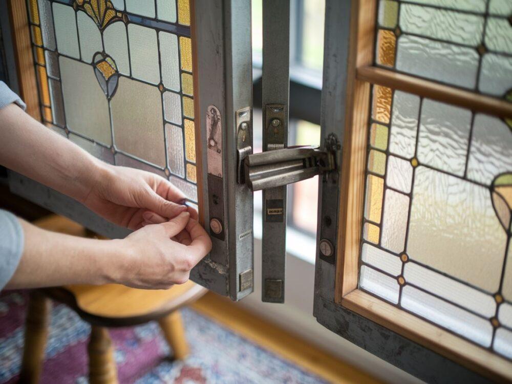 Ręka manipulująca uchwytem okna uchylnego