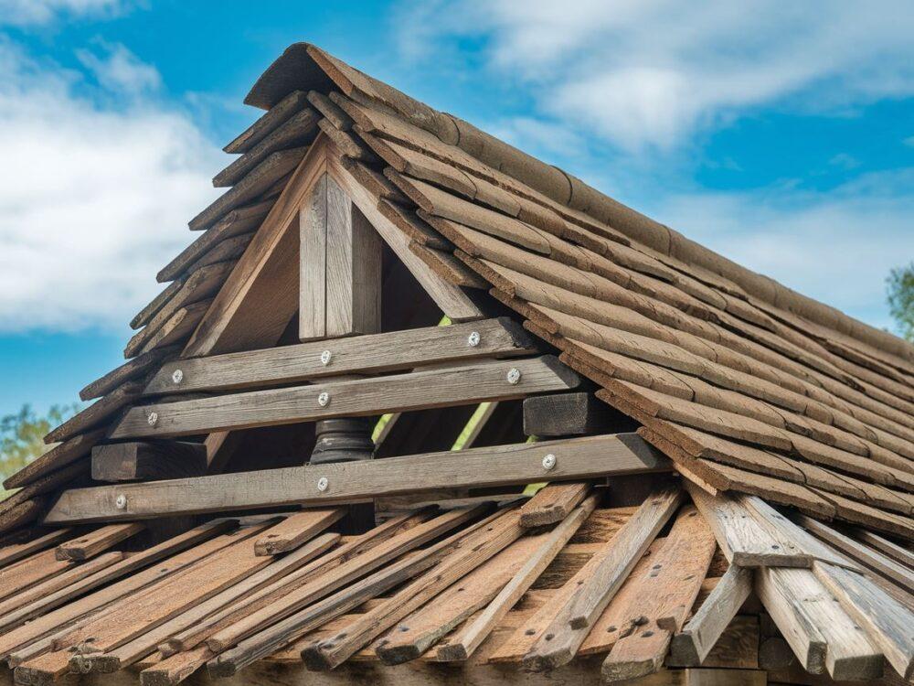 Widok na dach z papą w otoczeniu natury